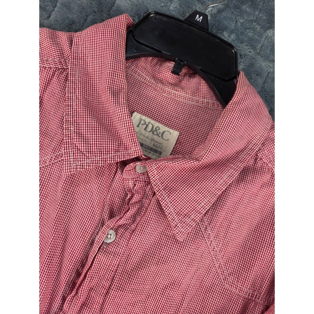 PD&C Mens Red White Gingham Western Short Sleeve Button Down Shirt 2XL‎ Big Tall